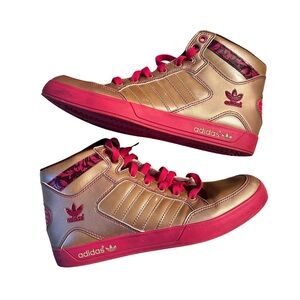 NEW Pink & Gold Adidas High Top Sneakers